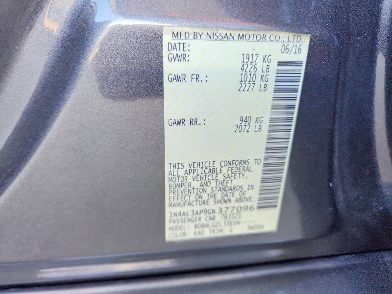 Продаж на аукціоні авто 2016 Nissan Altima, vin: 1N4AL3AP9GN377096, номер лоту: 70744166