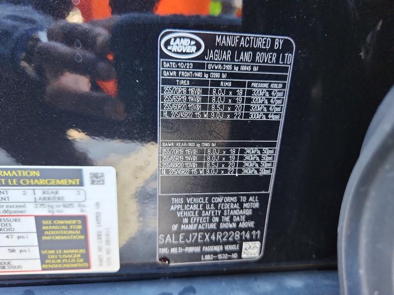 69414816 :رقم المزاد ، SALEJ7EX4R2281411 vin ، 2024 Land Rover Defender مزاد بيع