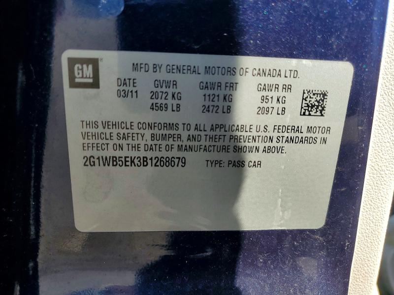 Aukcja sprzedaży 2011 Chevrolet Impala, vin: 2G1WB5EK3B1268679, numer aukcji: 68514126