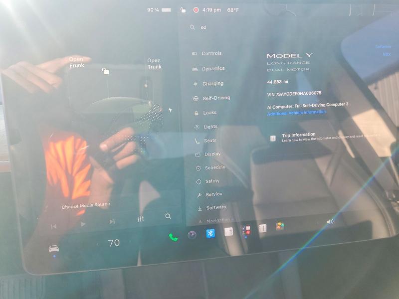 Auction sale of the 2022 Tesla Model Y, vin: 7SAYGDEE0NA006075, lot number: 69457896