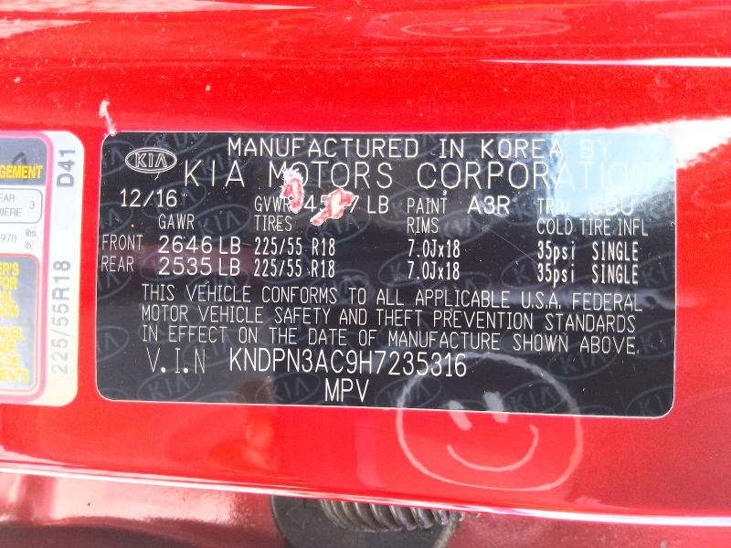 Aukcja sprzedaży 2017 Kia Sportage, vin: KNDPN3AC9H7235316, numer aukcji: 67667066
