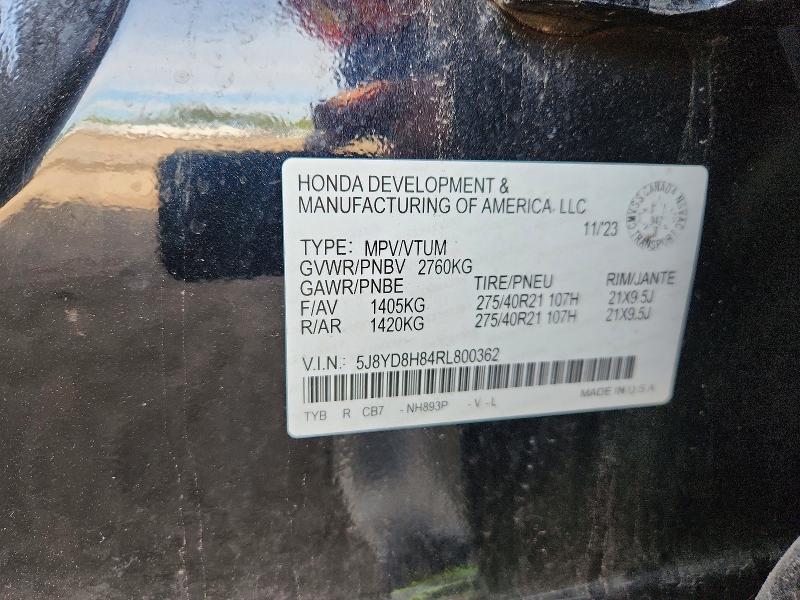 69087996 :رقم المزاد ، 5J8YD8H84RL800362 vin ، 2024 Acura Mdx مزاد بيع