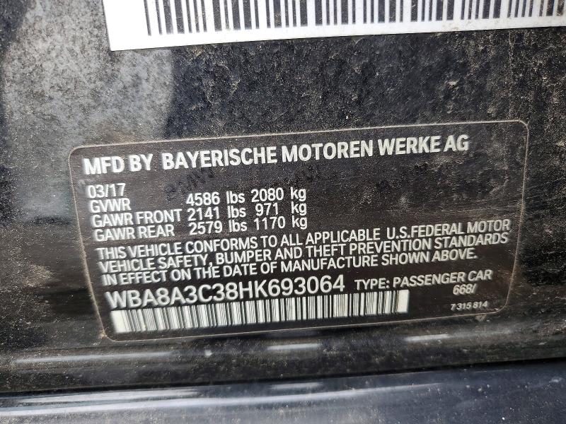 Auction sale of the 2017 Bmw 320, vin: WBA8A3C38HK693064        , lot number: 68424486