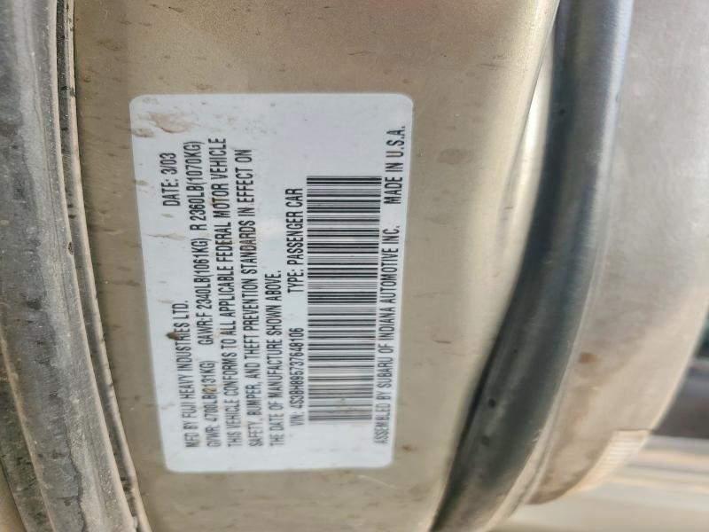 Aukcja sprzedaży 2003 Subaru Legacy, vin: 4S3BH895737648106, numer aukcji: 67129546