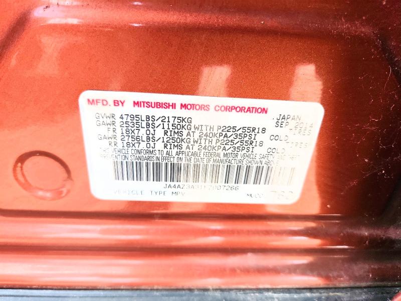 2015 Mitsubishi Outlander მანქანა იყიდება აუქციონზე, vin: JA4AZ3A31FZ007266, აუქციონის ნომერი: 68841616