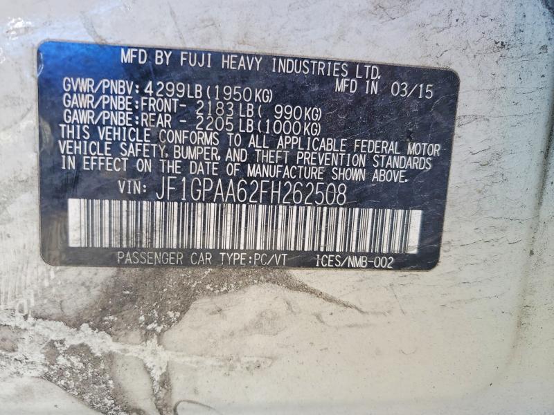 2015 Subaru Impreza მანქანა იყიდება აუქციონზე, vin: JF1GPAA62FH262508, აუქციონის ნომერი: 68365606