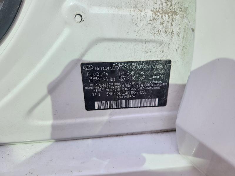 2014 Hyundai Sonata მანქანა იყიდება აუქციონზე, vin: 5NPEC4AC4EH887822, აუქციონის ნომერი: 67886206