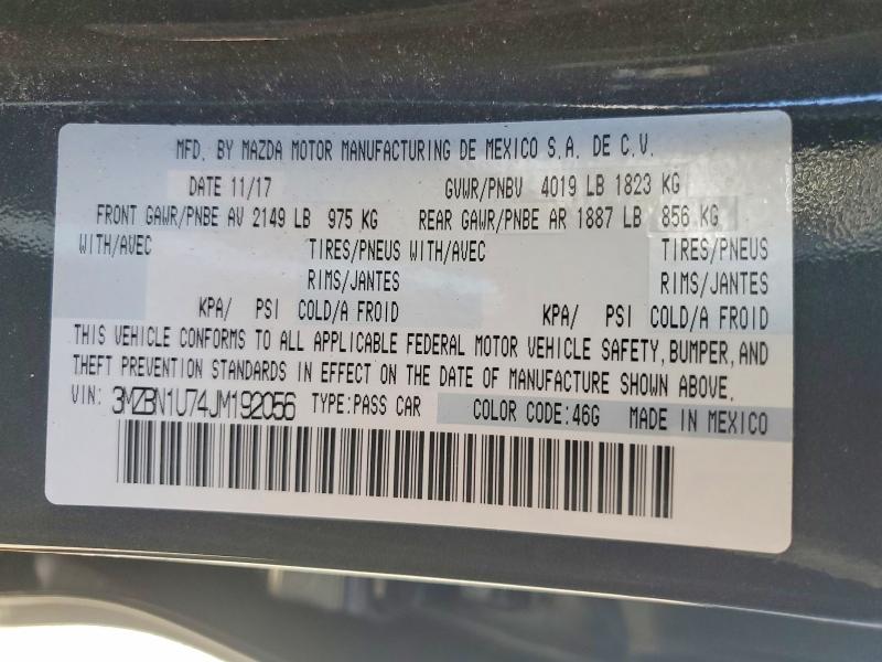 2018 Mazda 3 მანქანა იყიდება აუქციონზე, vin: 3MZBN1U74JM192056, აუქციონის ნომერი: 69435426