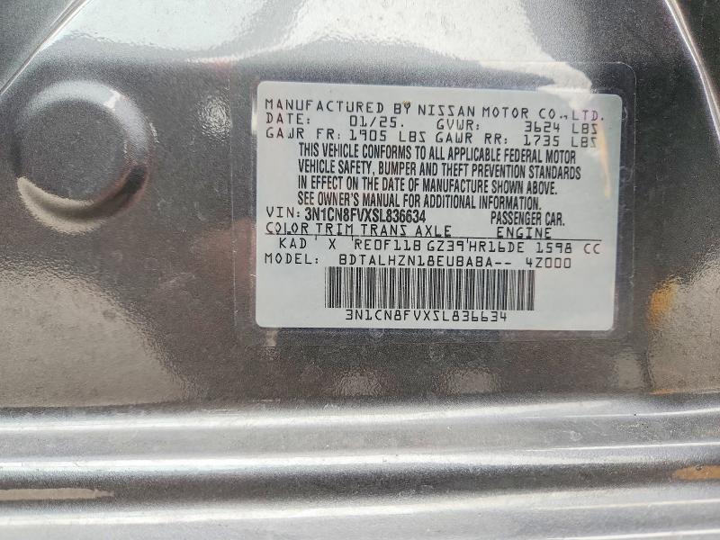 71002426 :رقم المزاد ، 3N1CN8FVXSL836634 vin ، 2025 Nissan Versa مزاد بيع