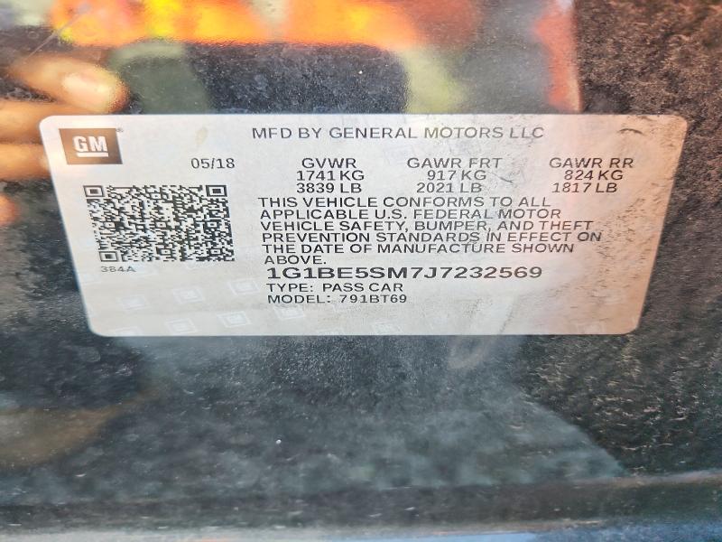 2018 Chevrolet Cruze მანქანა იყიდება აუქციონზე, vin: 1G1BE5SM7J7232569, აუქციონის ნომერი: 70159876