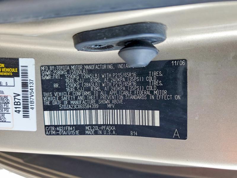 Продажа на аукционе авто 2006 Toyota Sienna, vin: 5TDZA23CX6S584399, номер лота: 69449276