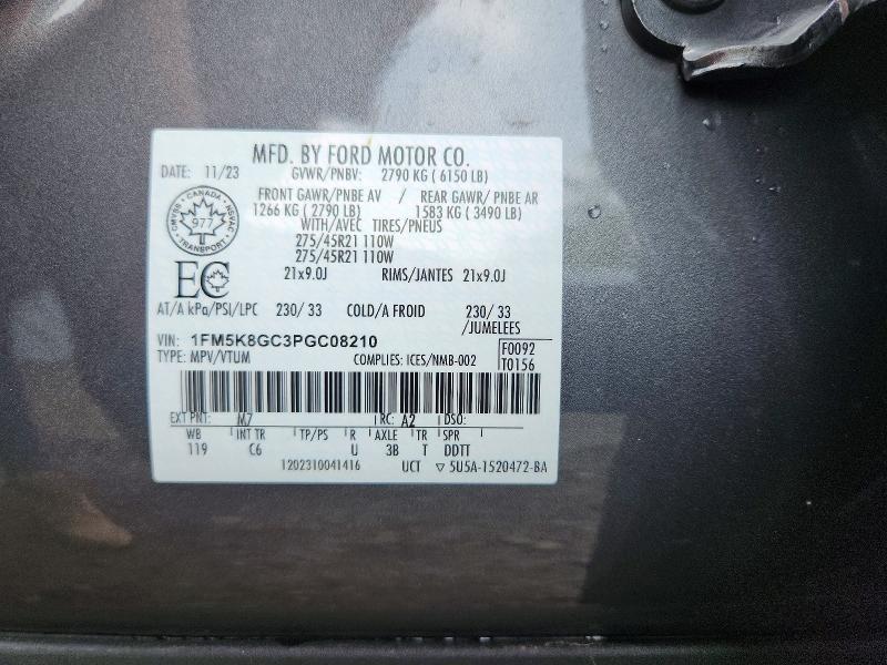 67183686 :رقم المزاد ، 1FM5K8GC3PGC08210 vin ، 2023 Ford Explorer مزاد بيع