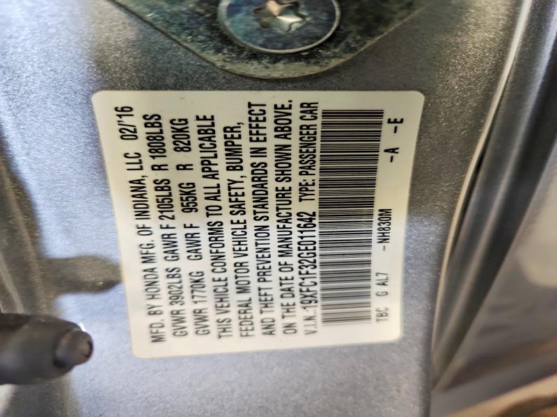 Aukcja sprzedaży 2016 Honda Civic, vin: 19XFC1F32GE011642, numer aukcji: 70523486