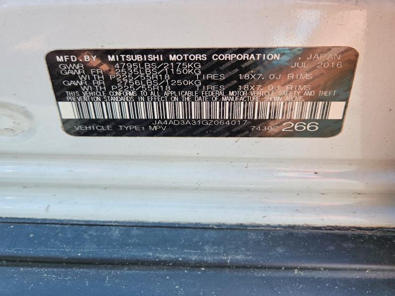 2016 Mitsubishi Outlander მანქანა იყიდება აუქციონზე, vin: JA4AD3A31GZ064017, აუქციონის ნომერი: 68675146