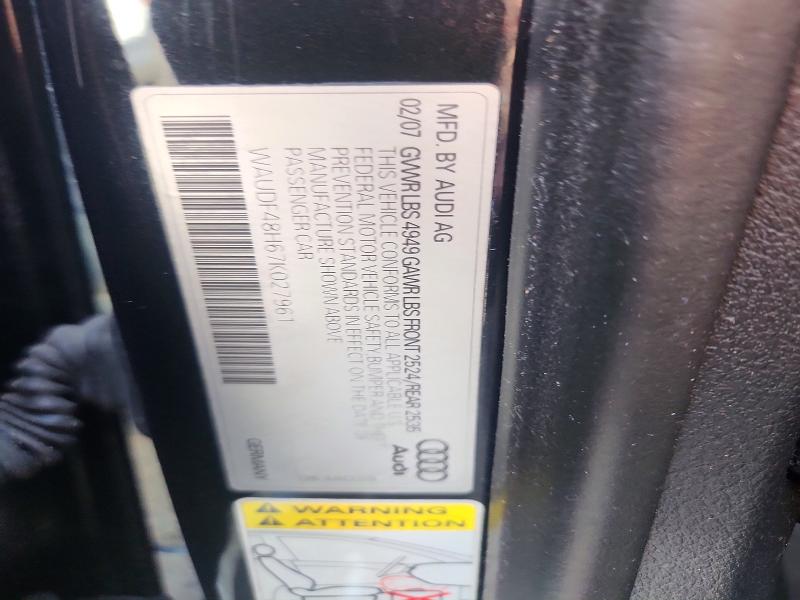Aukcja sprzedaży 2007 Audi A4, vin: WAUDF48H67K027961, numer aukcji: 67163386