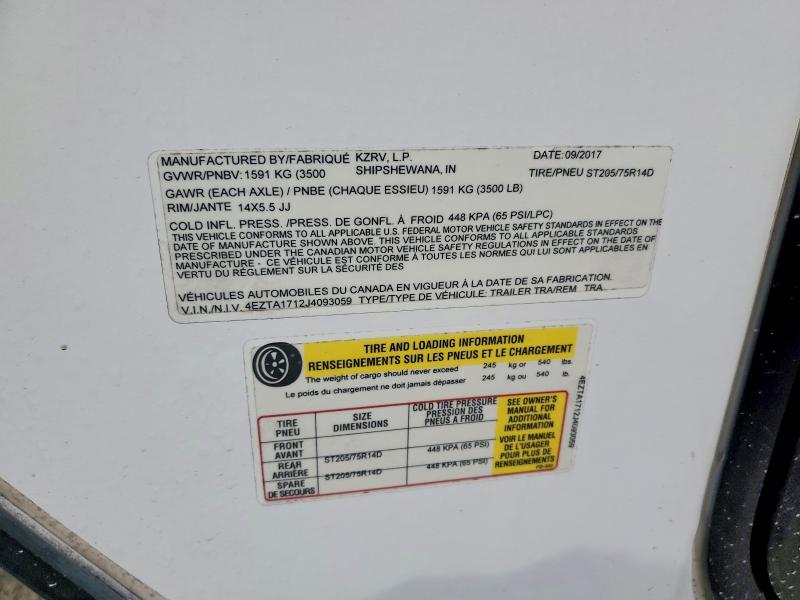 Продаж на аукціоні авто 2018 Kz Escape, vin: 4EZTA1712J4093059, номер лоту: 67183476