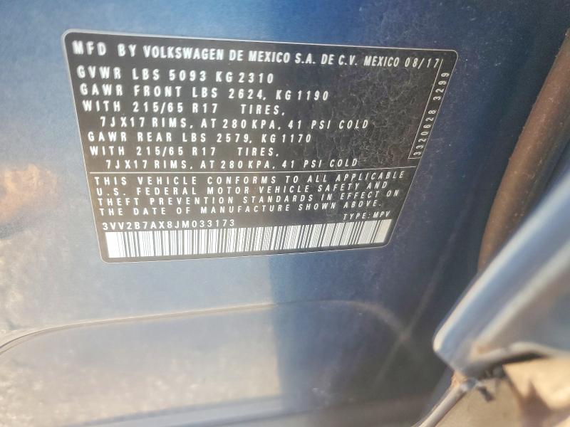 Продажа на аукционе авто 2018 Volkswagen Tiguan, vin: 3VV2B7AX8JM033173, номер лота: 68812116