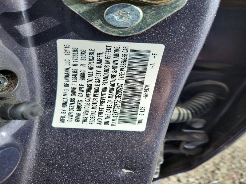 71616896 :رقم المزاد ، 19XFC2F53GE205247 vin ، 2016 Honda Civic مزاد بيع