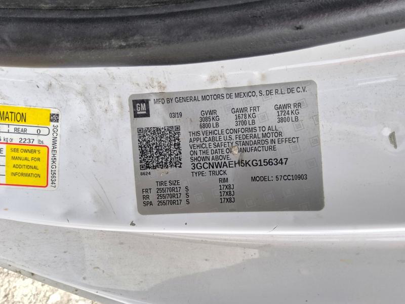 70373766 :رقم المزاد ، 3GCNWAEH5KG156347 vin ، 2019 Chevrolet Silverado مزاد بيع