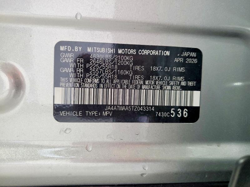 Aukcja sprzedaży 2026 Mitsubishi Eclipse Cross, vin: JA4ATWAA5TZ043314, numer aukcji: 70066376