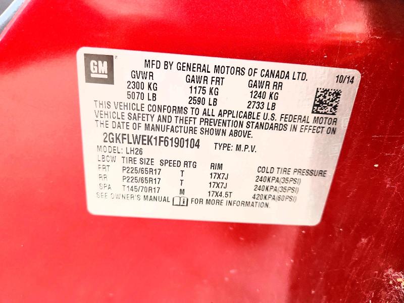 Aukcja sprzedaży 2015 Gmc Terrain, vin: 2GKFLWEK1F6190104, numer aukcji: 68649856
