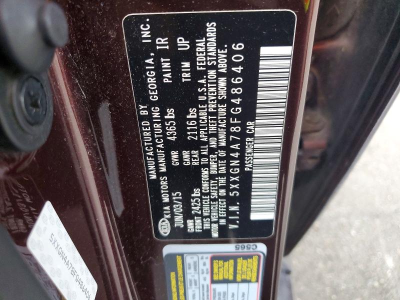 2015 Kia Optima მანქანა იყიდება აუქციონზე, vin: 5XXGN4A78FG486406, აუქციონის ნომერი: 67692386
