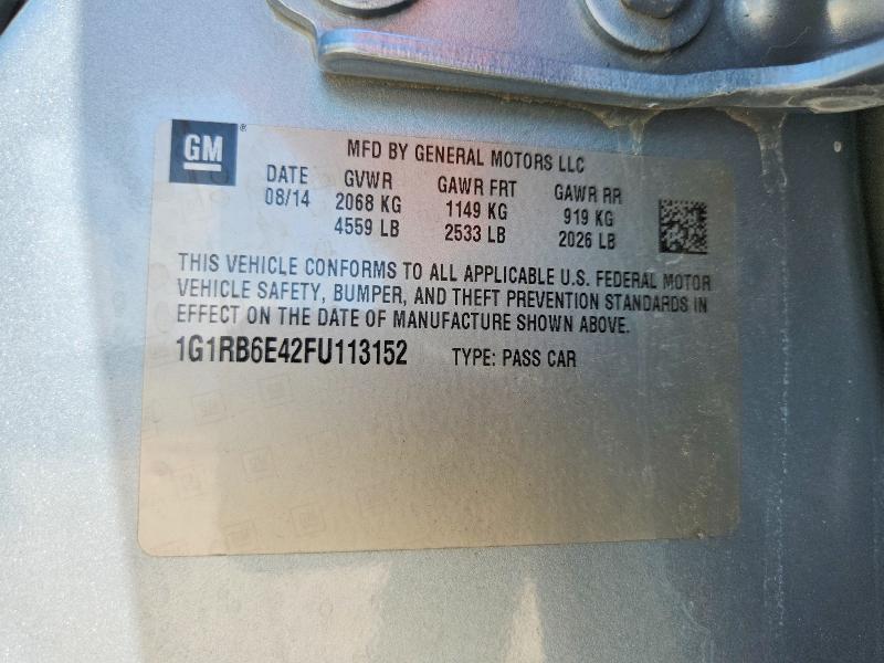 70228146 :رقم المزاد ، 1G1RB6E42FU113152 vin ، 2015 Chevrolet Volt مزاد بيع
