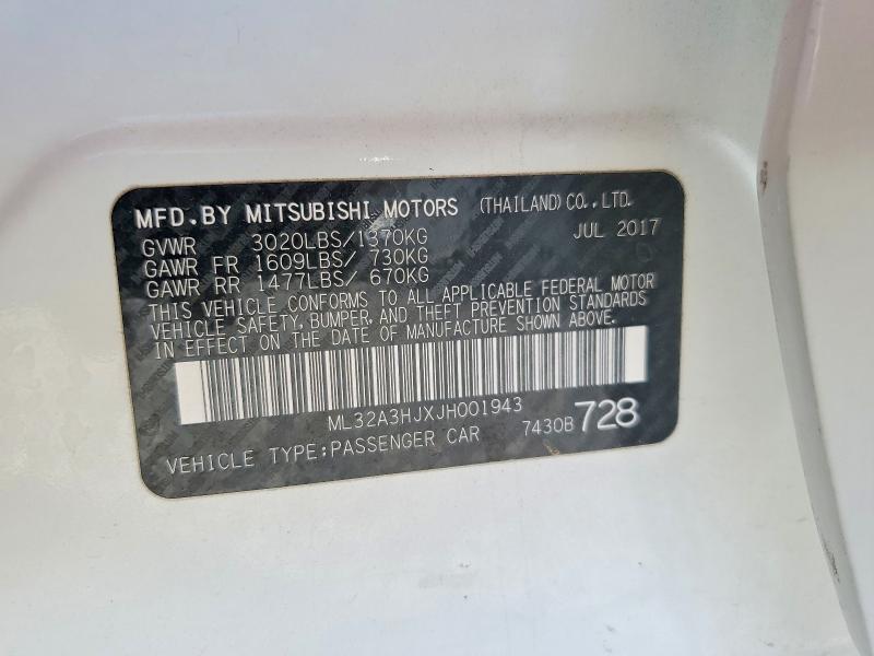 2018 Mitsubishi Mirage მანქანა იყიდება აუქციონზე, vin: ML32A3HJXJH001943, აუქციონის ნომერი: 68537986