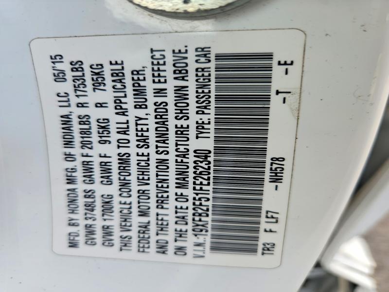 Aukcja sprzedaży 2015 Honda Civic, vin: 19XFB2F51FE262340, numer aukcji: 68354136