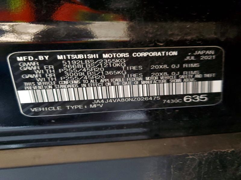 69761206 :رقم المزاد ، JA4J4VA80NZ026475 vin ، 2022 Mitsubishi Outlander مزاد بيع