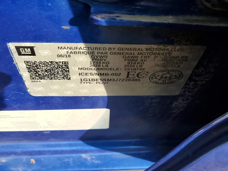 Продажа на аукционе авто 2018 Chevrolet Cruze, vin: 1G1BE5SM3J7239485, номер лота: 68920896