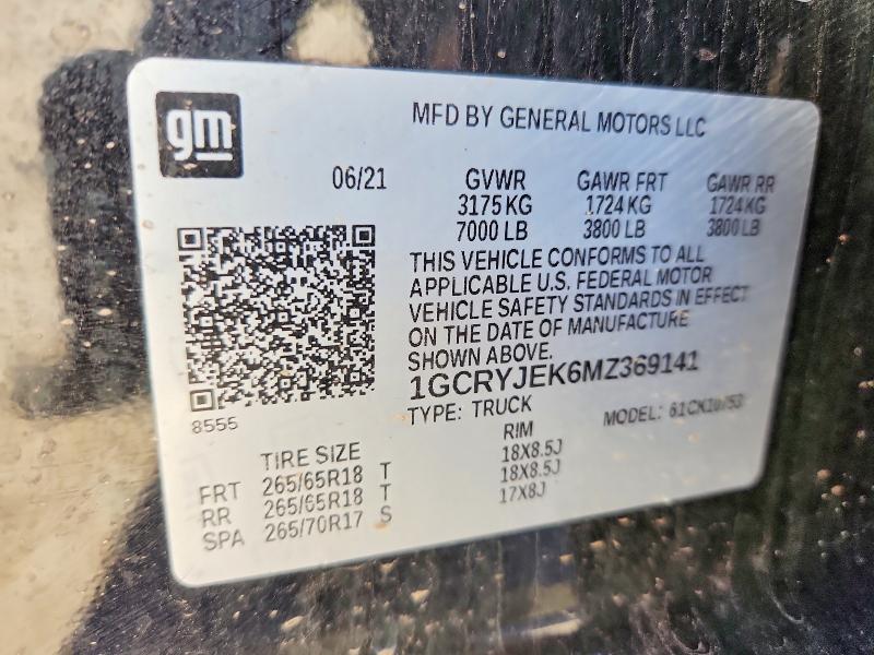Aukcja sprzedaży 2021 Chevrolet Silverado, vin: 1GCRYJEK6MZ369141, numer aukcji: 69889626