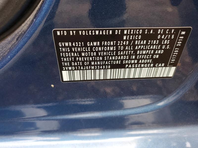 Aukcja sprzedaży 2015 Volkswagen Jetta, vin: 3VWD17AJ6FM334938, numer aukcji: 71079296