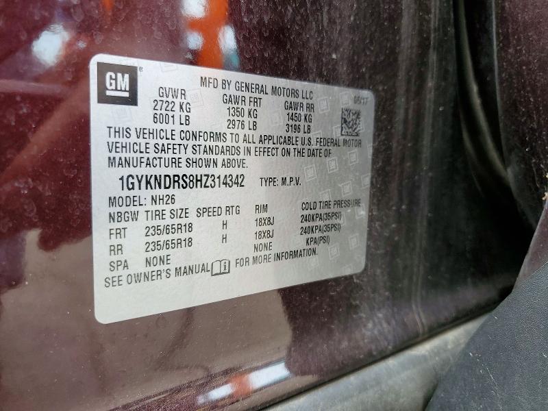 2017 Cadillac Xt5 მანქანა იყიდება აუქციონზე, vin: 1GYKNDRS8HZ314342, აუქციონის ნომერი: 66909166