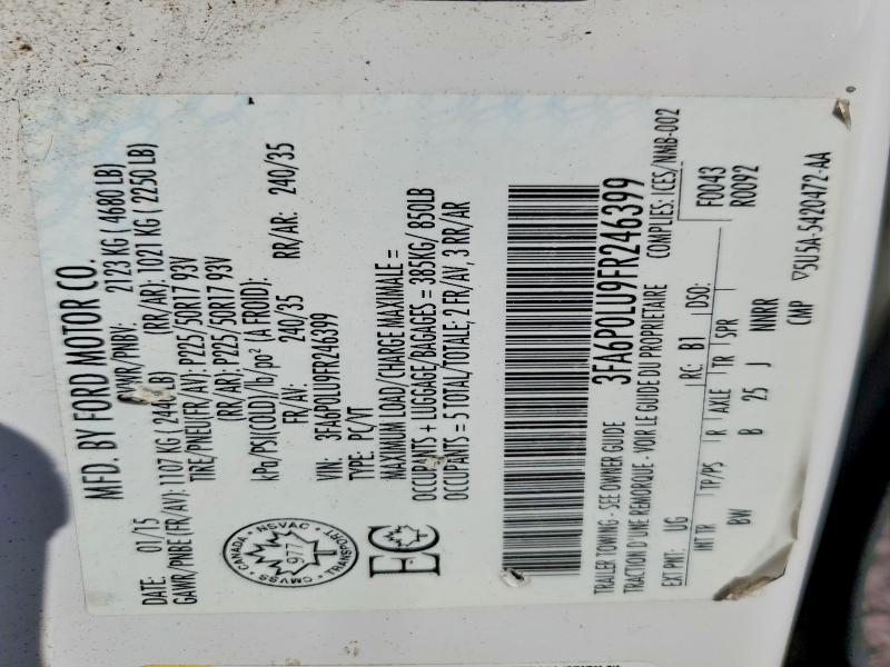67244866 :رقم المزاد ، 3FA6P0LU9FR246399 vin ، 2015 Ford Fusion مزاد بيع