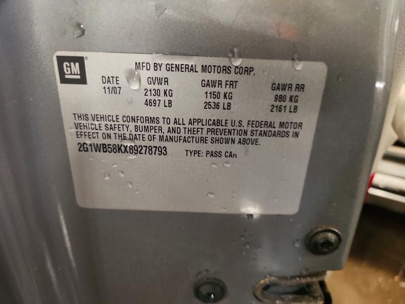 69608916 :رقم المزاد ، 2G1WB58KX89278793 vin ، 2008 Chevrolet Impala مزاد بيع