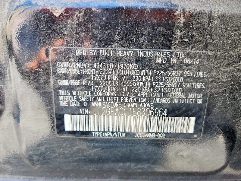 2014 Subaru Xv Crosstrek მანქანა იყიდება აუქციონზე, vin: JF2GPACC1E8306964, აუქციონის ნომერი: 67548206