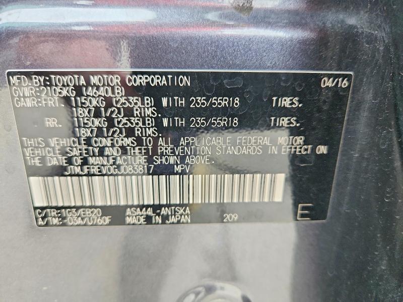Aukcja sprzedaży 2016 Toyota Rav4, vin: JTMJFREV0GJ083817, numer aukcji: 68870926