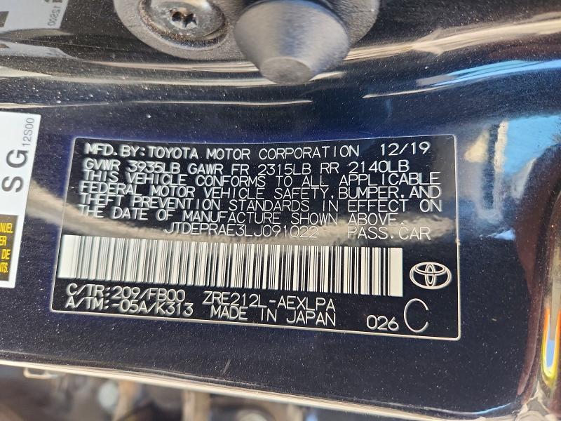 Aukcja sprzedaży 2020 Toyota Corolla, vin: JTDEPRAE3LJ091022, numer aukcji: 69440726
