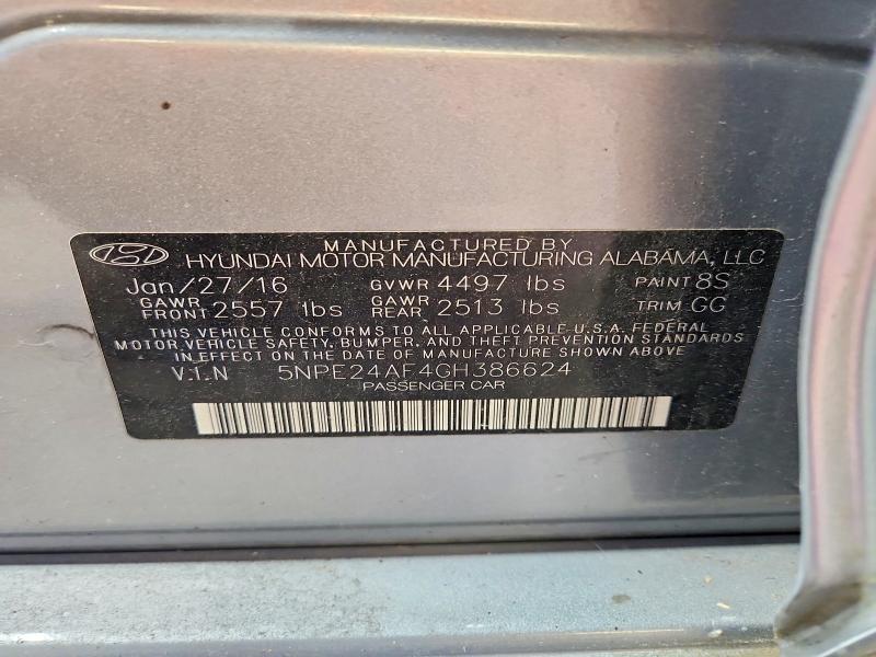 67981856 :رقم المزاد ، 5NPE24AF4GH386624 vin ، 2016 Hyundai Sonata مزاد بيع