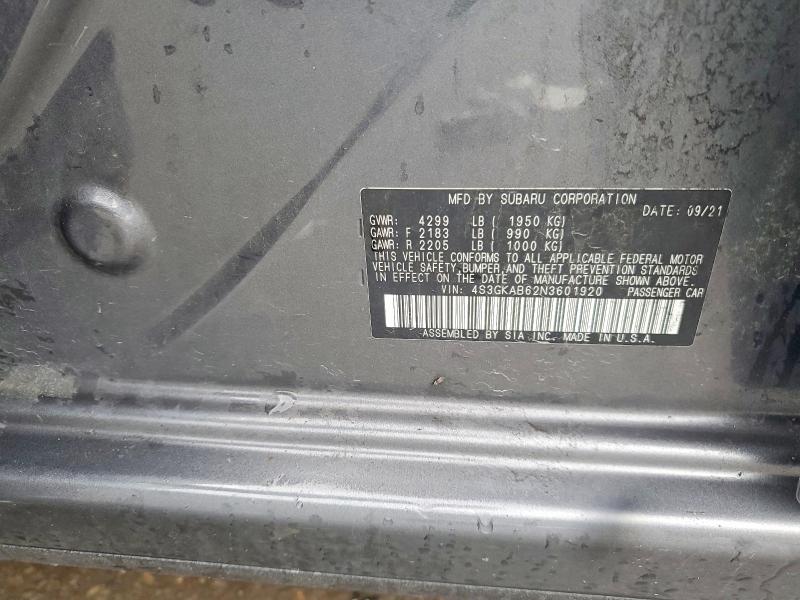 2022 Subaru Impreza მანქანა იყიდება აუქციონზე, vin: 4S3GKAB62N3601920, აუქციონის ნომერი: 67686776
