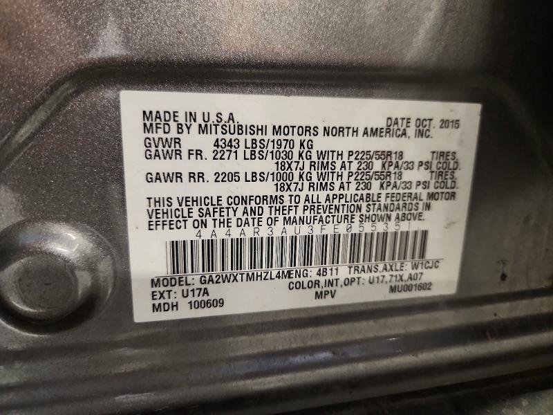 68370876 :رقم المزاد ، 4A4AR3AU3FE055351 vin ، 2015 Mitsubishi Outlander Sport مزاد بيع