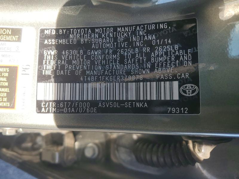 69853786 :رقم المزاد ، 4T4BF1FK6ER378878 vin ، 2014 Toyota Camry مزاد بيع