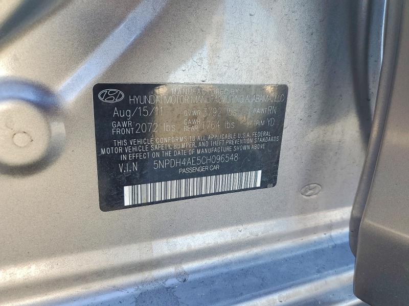 69734266 :رقم المزاد ، 5NPDH4AE5CH096548 vin ، 2012 Hyundai Elantra مزاد بيع