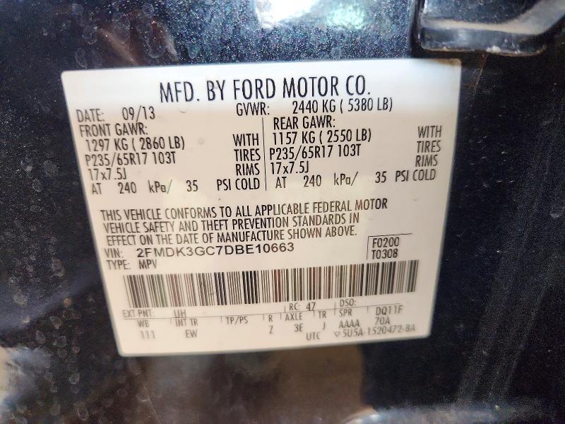 Продаж на аукціоні авто 2013 Ford Edge, vin: 2FMDK3GC7DBE10663, номер лоту: 66856226