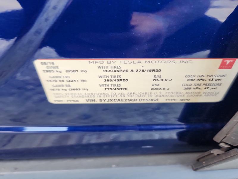 Aukcja sprzedaży 2016 Tesla Model X, vin: 5YJXCAE29GF015968, numer aukcji: 68195766