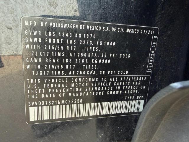 Продаж на аукціоні авто 2022 Volkswagen Taos, vin: 3VVDX7B21NM022258, номер лоту: 70959086
