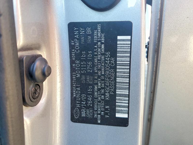 2009 Hyundai Genesis მანქანა იყიდება აუქციონზე, vin: KMHGC46F09U054456, აუქციონის ნომერი: 68217546