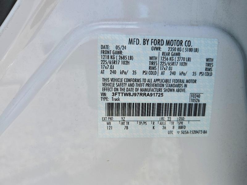 68071516 :رقم المزاد ، 3FTTW8J97RRA91725 vin ، 2024 Ford Maverick مزاد بيع