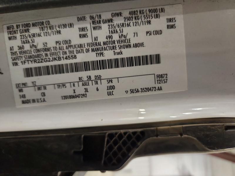2018 Ford Transit მანქანა იყიდება აუქციონზე, vin: 1FTYR2ZG2JKB14558, აუქციონის ნომერი: 69594426